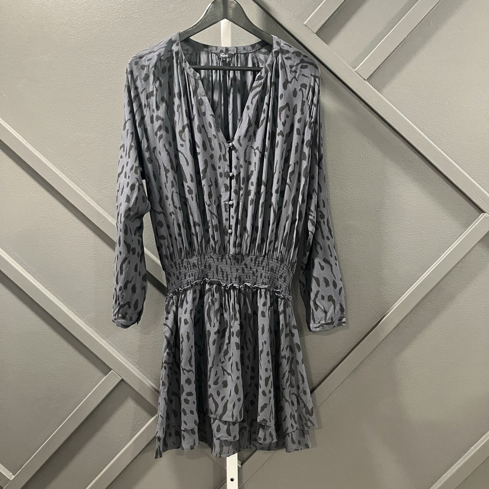 Rails Jasmine Ash Cheetah Leopard Print Silk Mini Dress Women Size Large